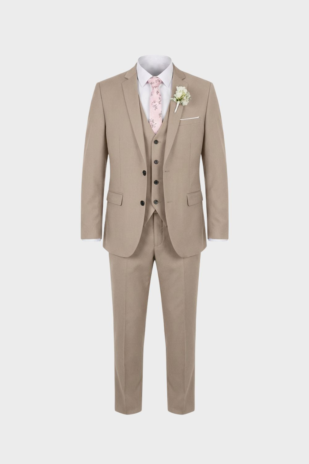 Costume cérémonie homme 3 pièces, gilet, coupe ajustée, style chic et moderne.
