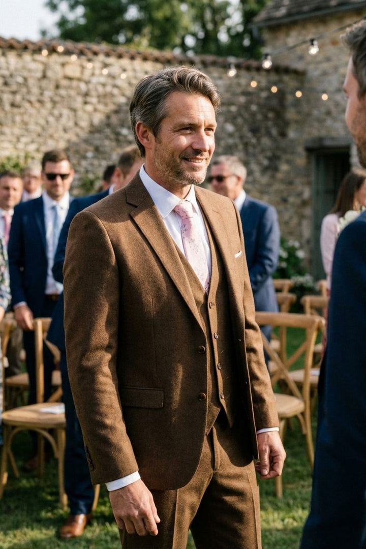 Mode homme : tailleur 3 pièces, veste, pantalon, gilet. Élégance intemporelle masculine.