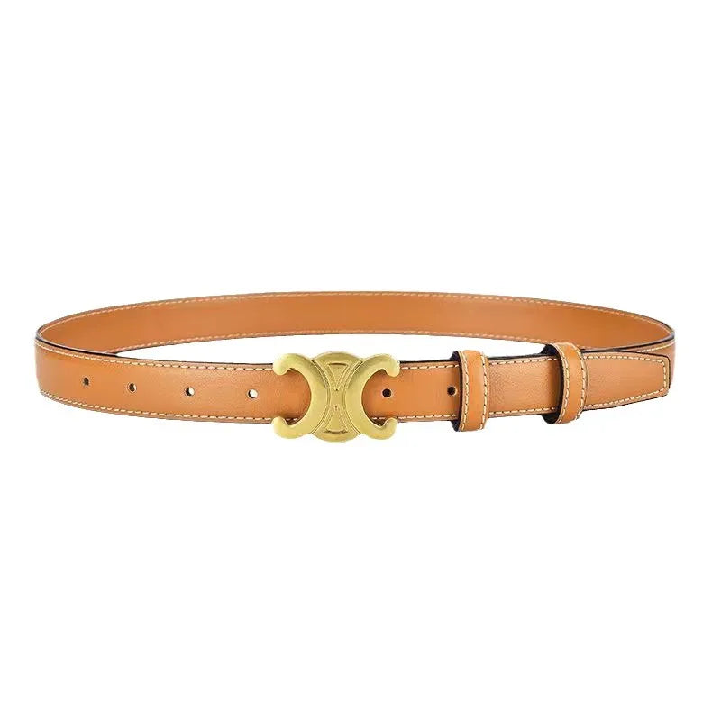 Ceinture femme tendance, boucle dorée, pour sublimer vos tenues avec élégance.