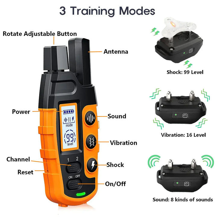 Collier Dressage Chien 1000m: Étanche, Rechargeable