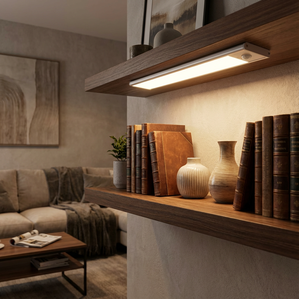 Luminaire LED sans fil avec détecteur de mouvement. S'allume automatiquement, pratique et sécurisant.