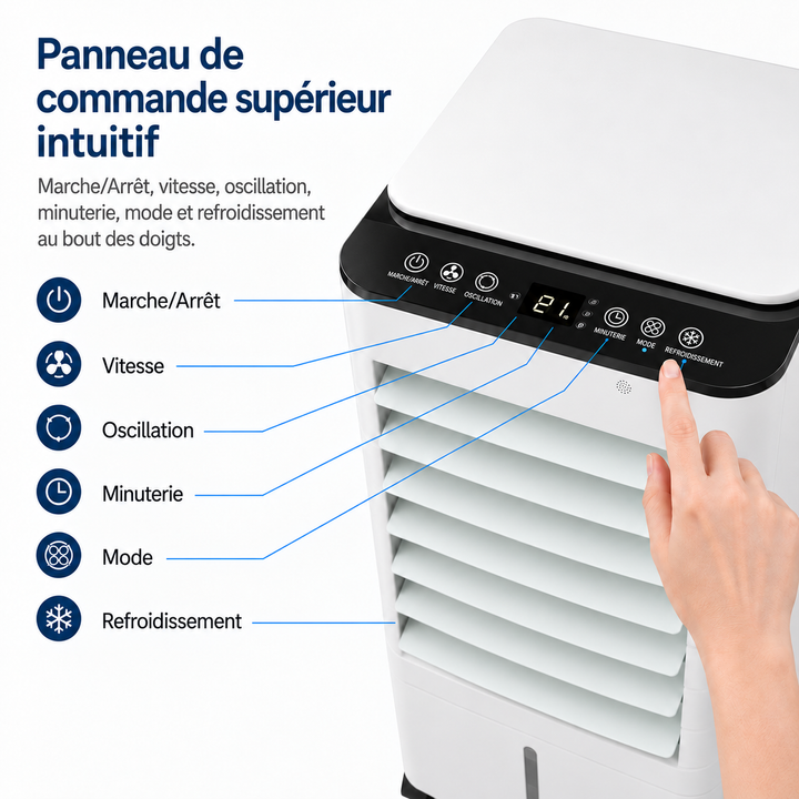 Climatiseur portable silencieux pour bureau/chambre. Rafraîchit l'air naturellement et facilement.