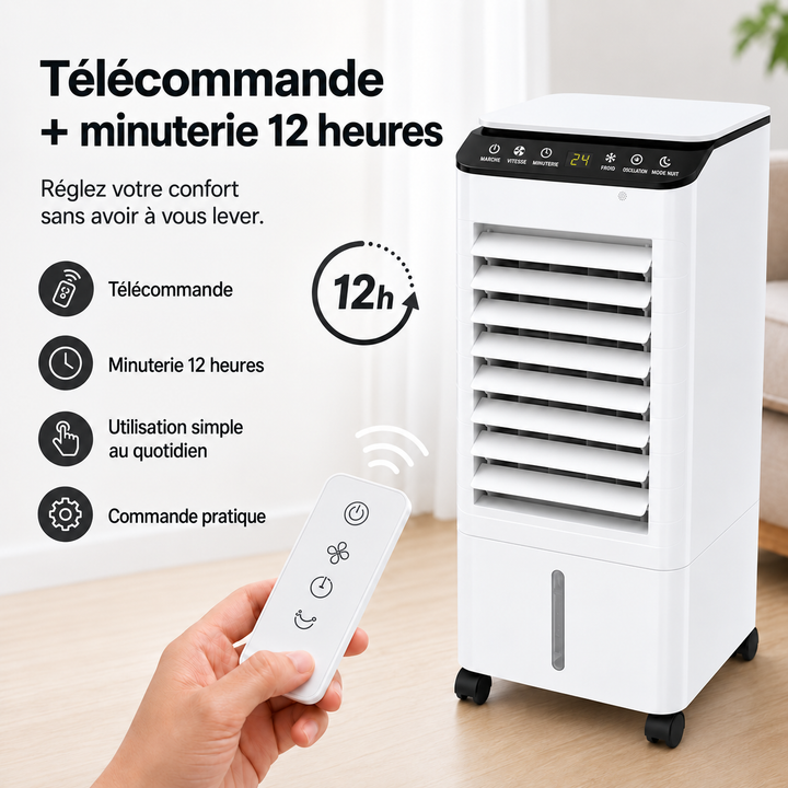 Refroidisseur d'air à faible consommation. Bureau frais, alternative écoénergétique au climatiseur.