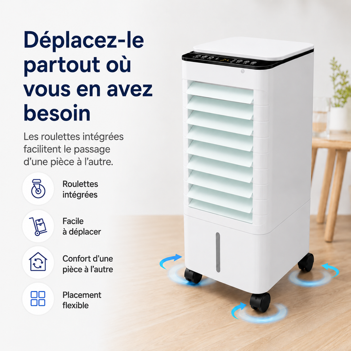 Refroidisseur d'air évaporatif pour maison. Apporte une brise fraîche et purifiée, ambiance agréable.