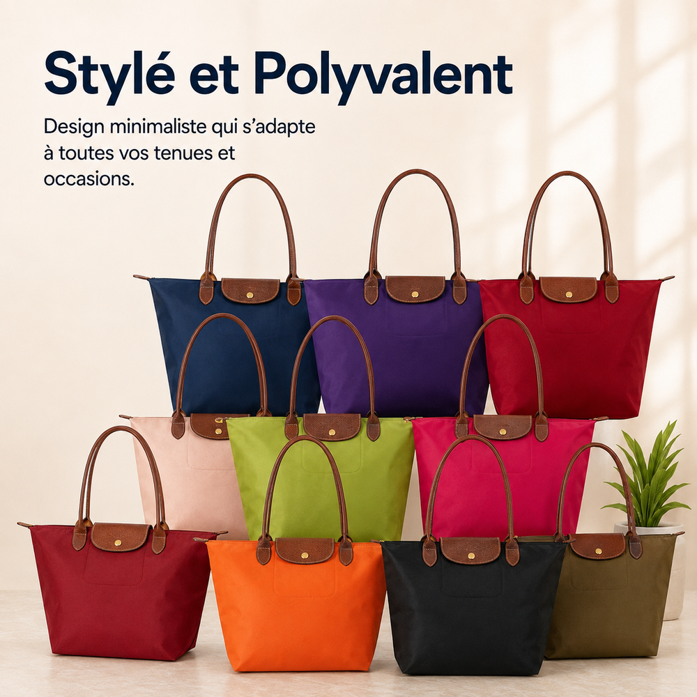 Grand sac à main noir pour femmes, chic et pratique, idéal pour le travail ou les sorties en ville.