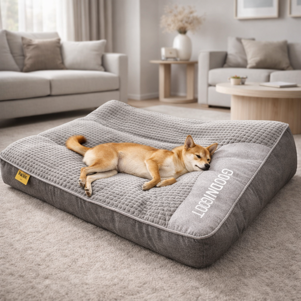 Lit orthopédique de luxe pour chien, mousse mémoire, améliore le sommeil et la qualité de vie des animaux.