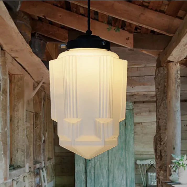 Suspension Vintage Géométrique Blanc Mat