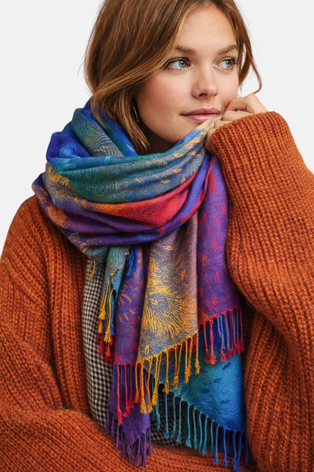 Écharpe élégante pour femme, douce et chaude, accessoire parfait pour la mode hivernale.