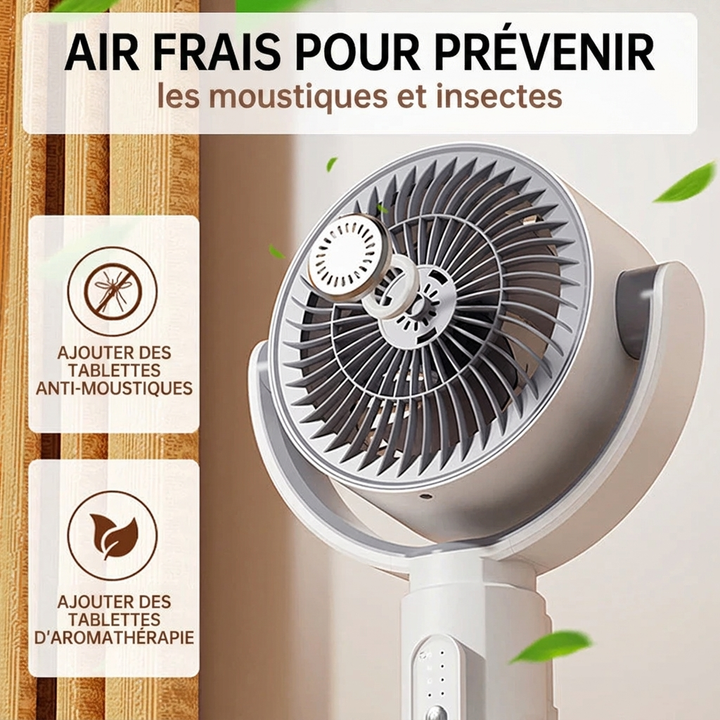 Grand ventilateur sur pied design, offre une ventilation puissante et rafraîchissante.