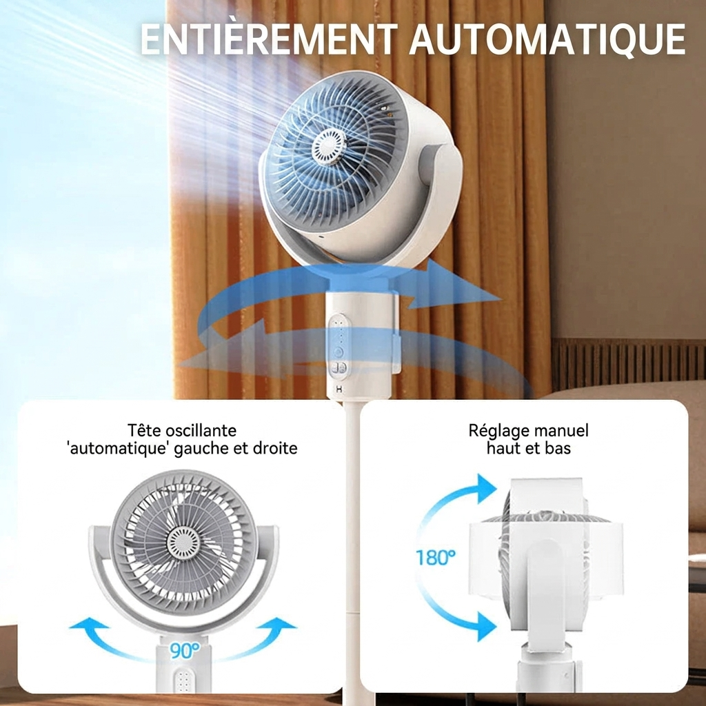 Ventilateur sur pied avec télécommande pour un contrôle facile, silencieux et efficace.