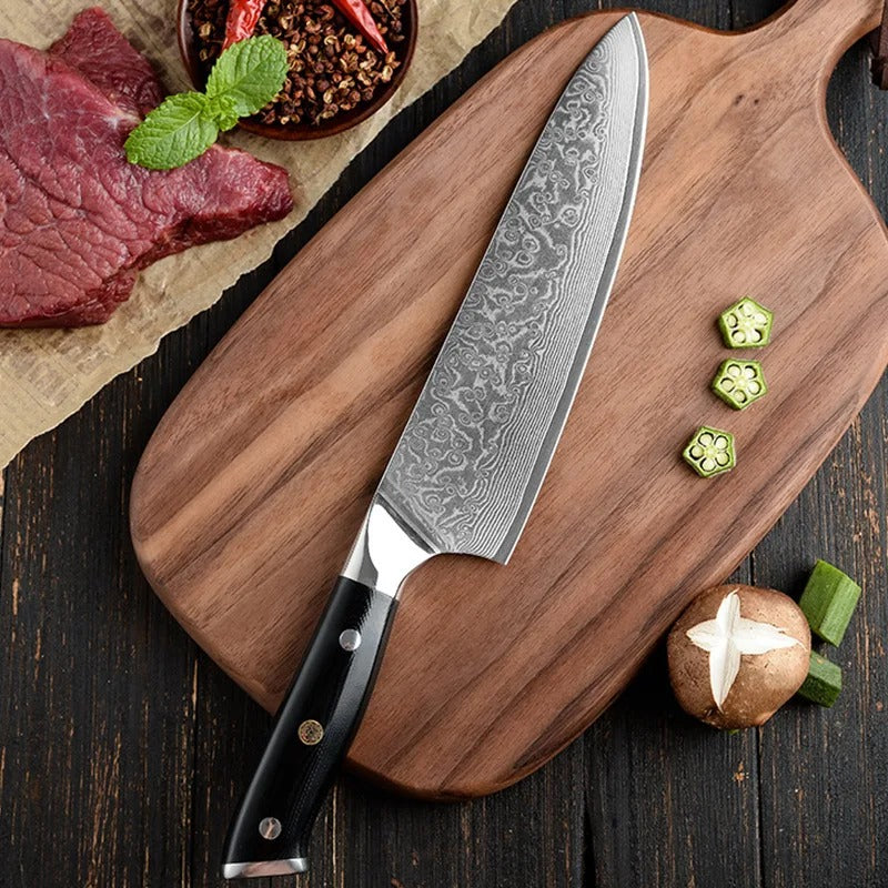 Couteau Chef Japonais Damas 8" - Précision & Élégance