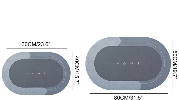 Absorbent, quick-drying bath mat.  Non-slip oval design for a safe, elegant bathroom.