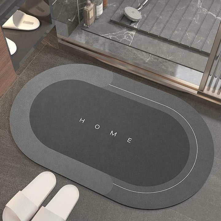 Absorbent, quick-drying bath mat.  Non-slip oval design for a safe, elegant bathroom.