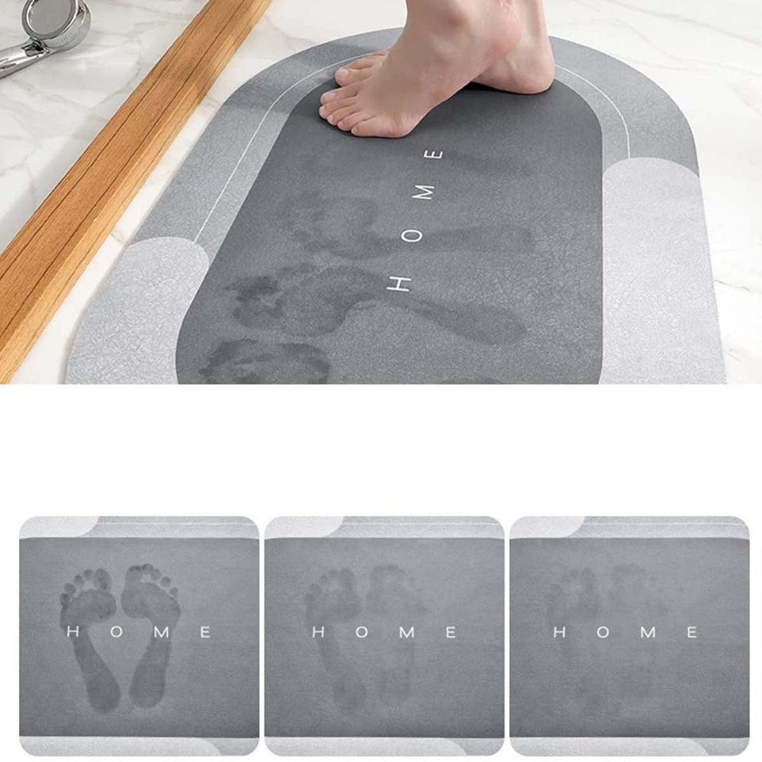Absorbent, quick-drying bath mat.  Non-slip oval design for a safe, elegant bathroom.