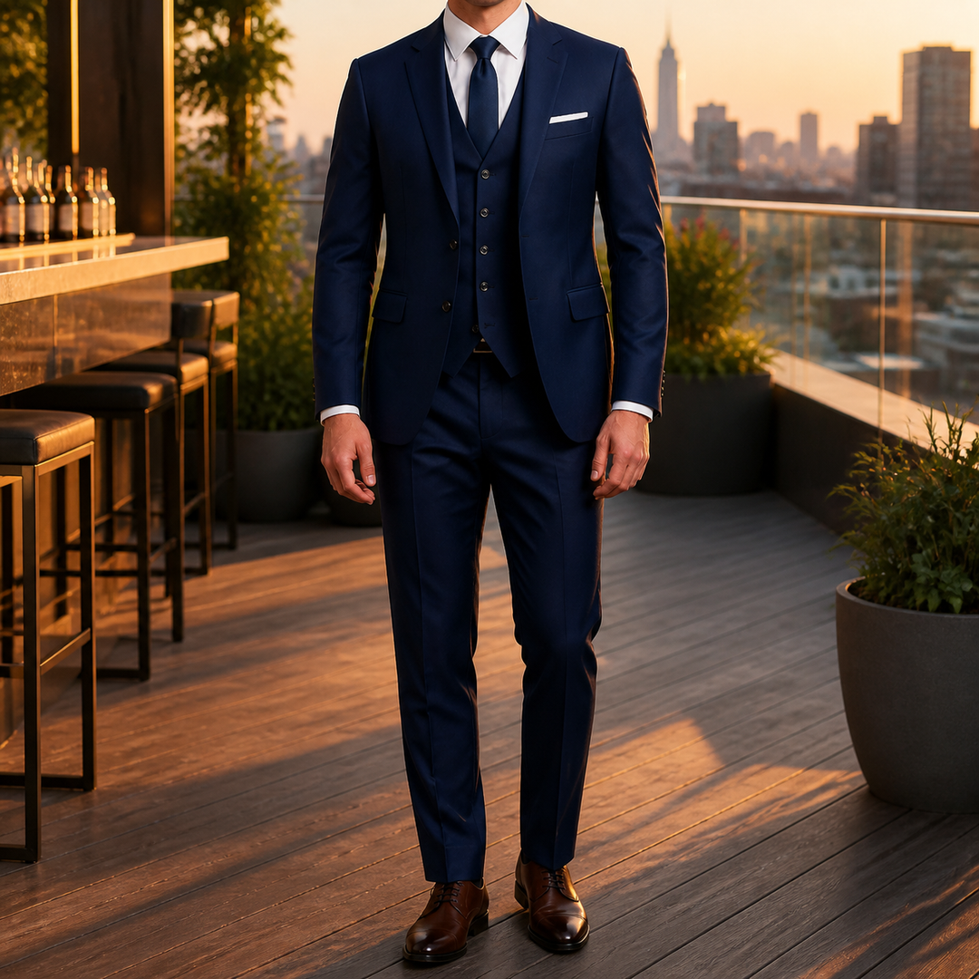 Costume homme 3 pièces, une tenue formelle polyvalente et stylée.