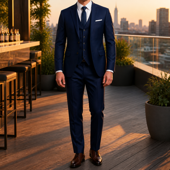 Costume homme 3 pièces, une tenue formelle polyvalente et stylée.