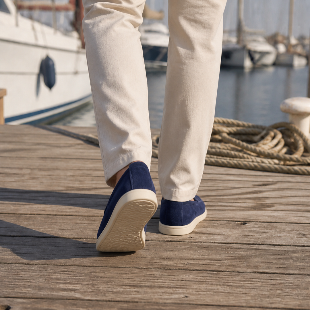 Chaussures mocassins homme kaki, légères, à enfiler, pour un look décontracté stylé.