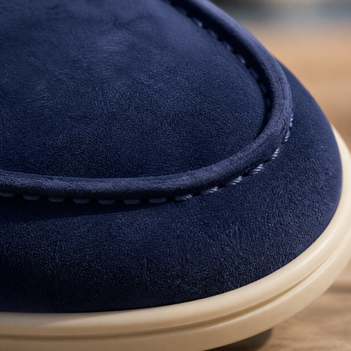 Mocassins homme bleu foncé, grande pointure, confortables, pour les journées actives.