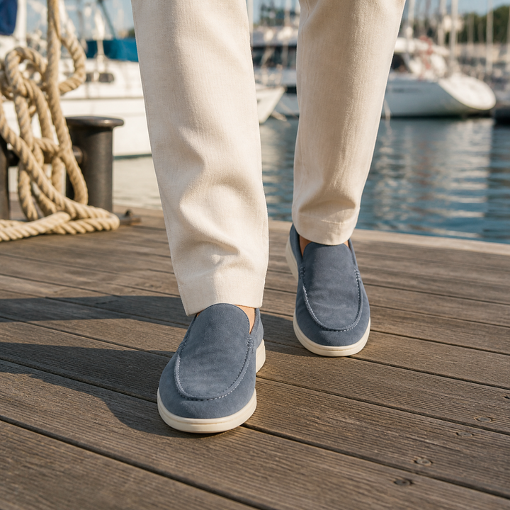 Chaussures mocassins homme kaki, confortables, élégants, pour une allure décontractée.