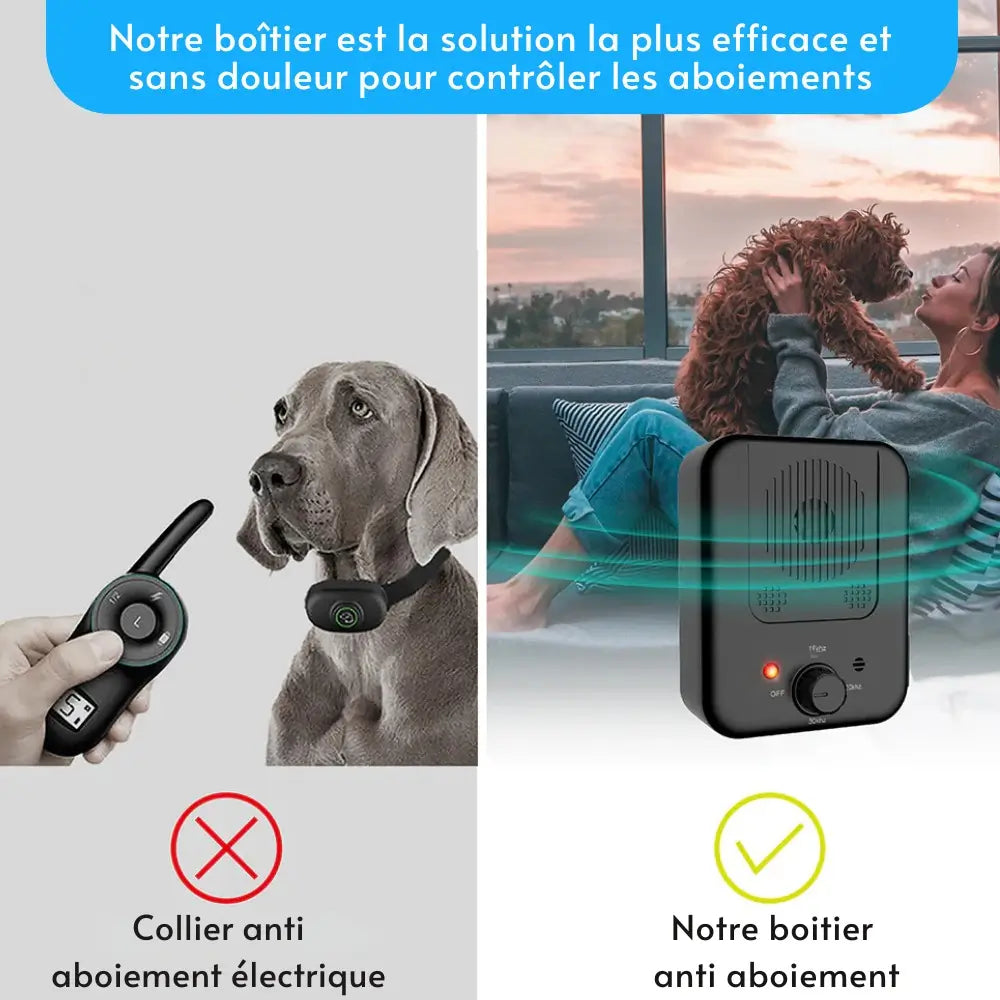 Appareil anti-aboiement ultrason chien.  Solution douce et efficace pour réduire les aboiements.
