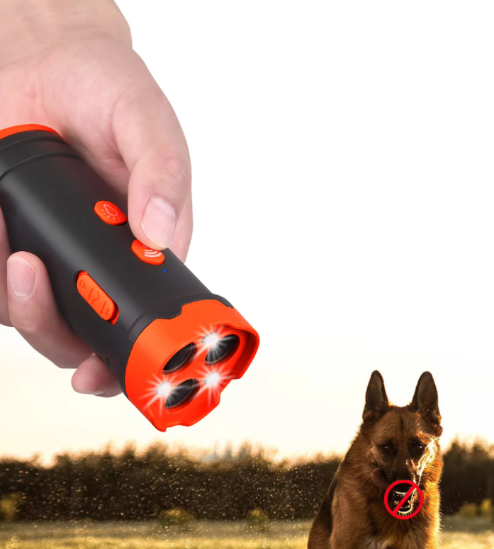 Appareil dressage chien: ultrasons & LED.  Solution douce anti-aboiement, portée 15m.