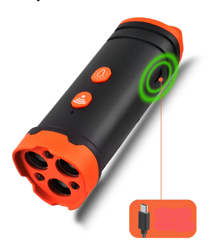 Appareil dressage chien: ultrasons & LED.  Solution douce anti-aboiement, portée 15m.