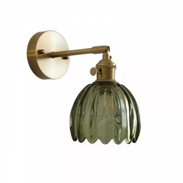 Applique murale rétro, verre, forme tulipe.  Design vintage élégant, lumière douce.