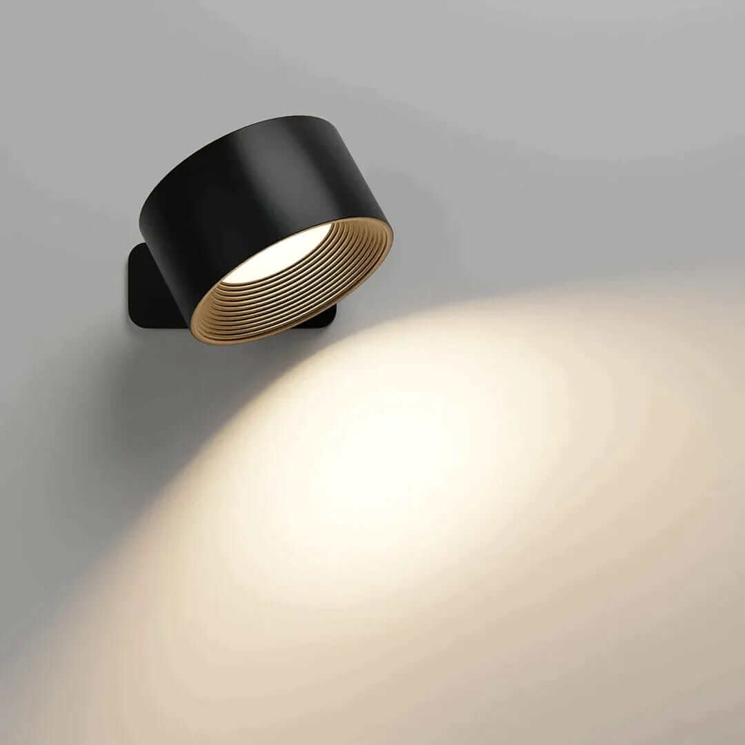 Applique murale sans fil, design minimaliste noir. Éclairage moderne et rechargeable.