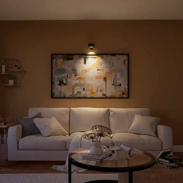 Applique murale sans fil, design minimaliste noir. Éclairage moderne et rechargeable.