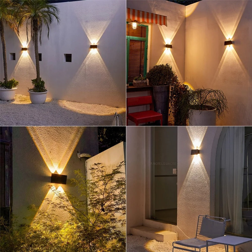 Applique solaire LED extérieure. Éclairage jardin élégant et moderne. Installation facile, sans fil.