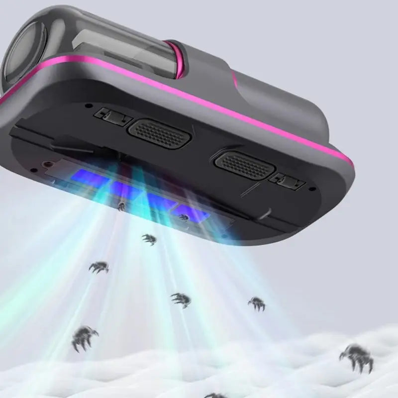 "Aspirateur à main sans fil portable avec UV et vibration, design compact, pour éliminer acariens et allergènes, couleur doré