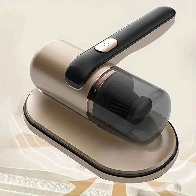 "Aspirateur à main sans fil portable avec UV et vibration, design compact, pour éliminer acariens et allergènes, couleur doré