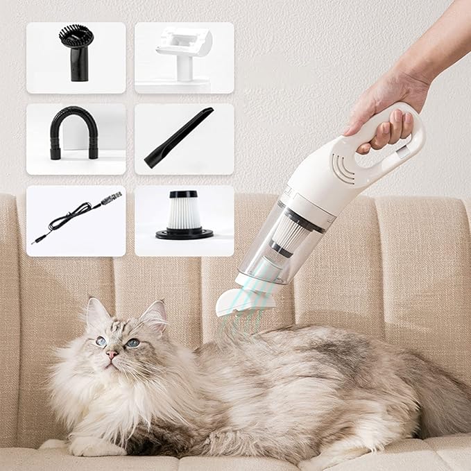 "Aspirateur portatif sans fil puissant spécial poils d'animaux avec design moderne et accessoires variés pour nettoyage effic