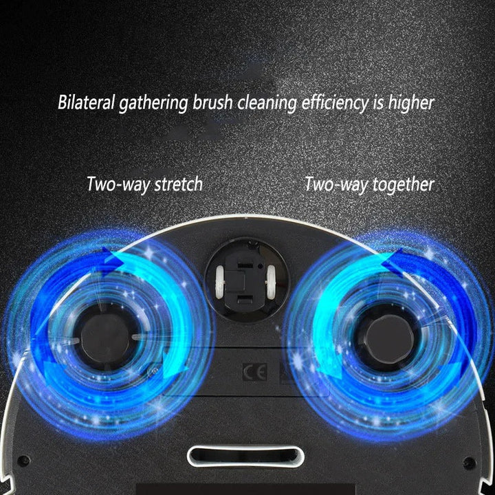"Aspirateur robot intelligent blanc, compact, rond; design épuré; nettoyage autonome et couverture maximale."