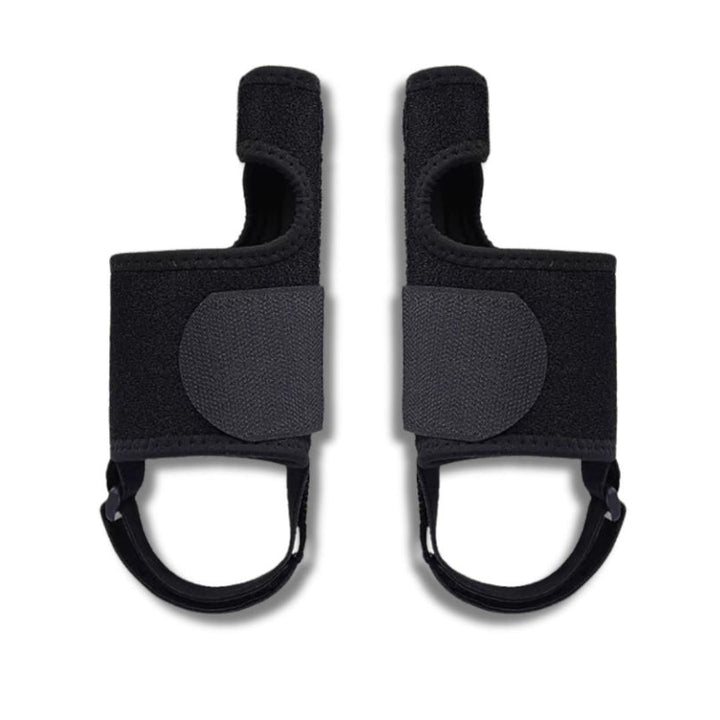 "Attelle ergonomique noire pour hallux valgus, soulagement nocturne grâce au design ajustable pour femmes."