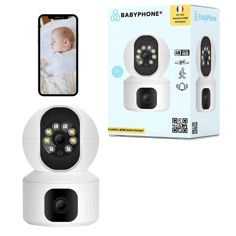 "Babyphone caméra surveillance bébé sans fil, image HD nette, connecté smartphone, détection mouvement sans stress"
