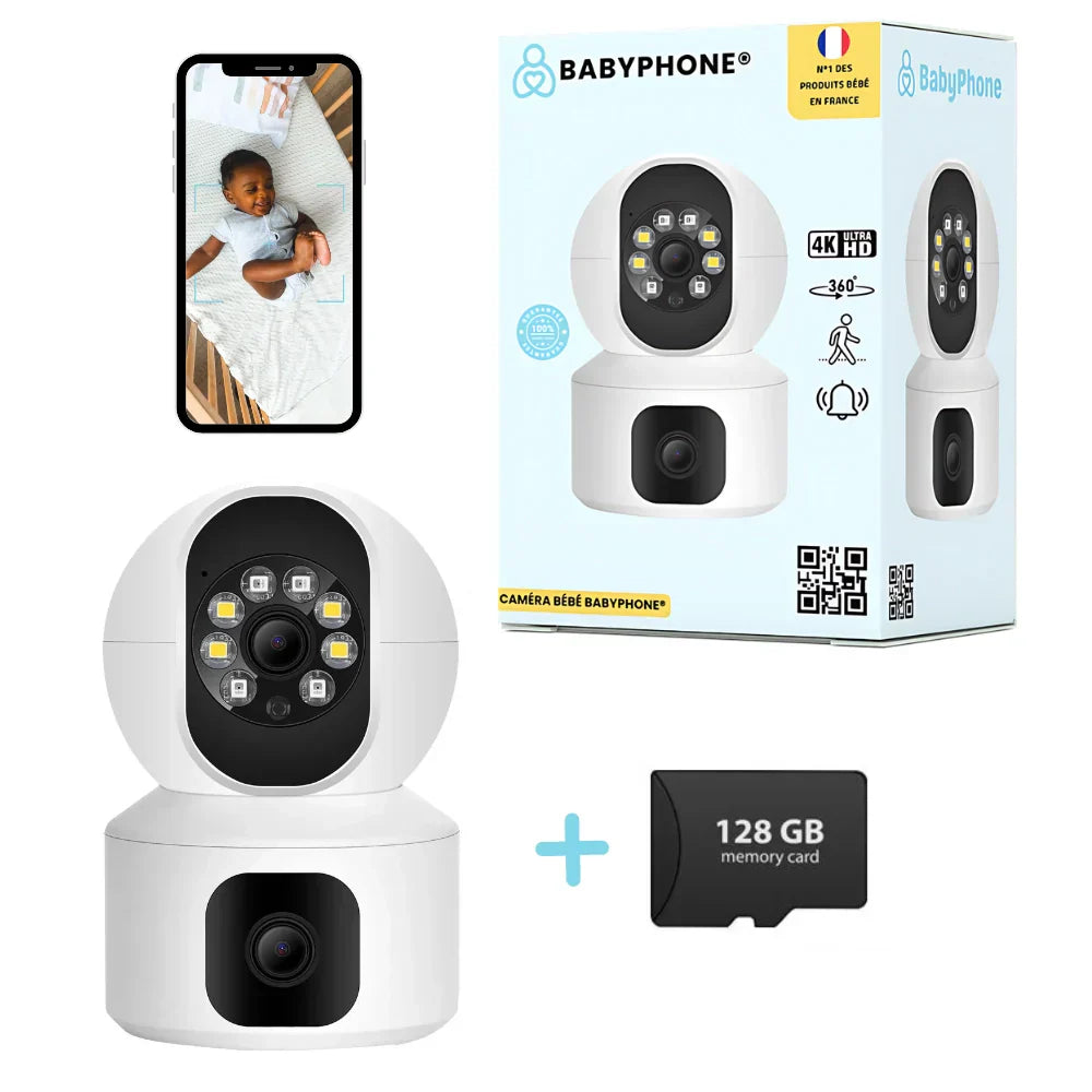 "Babyphone caméra surveillance bébé sans fil, image HD nette, connecté smartphone, détection mouvement sans stress"