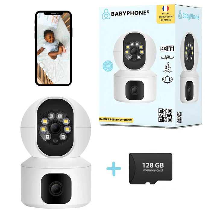 "Babyphone caméra surveillance bébé sans fil, image HD nette, connecté smartphone, détection mouvement sans stress"