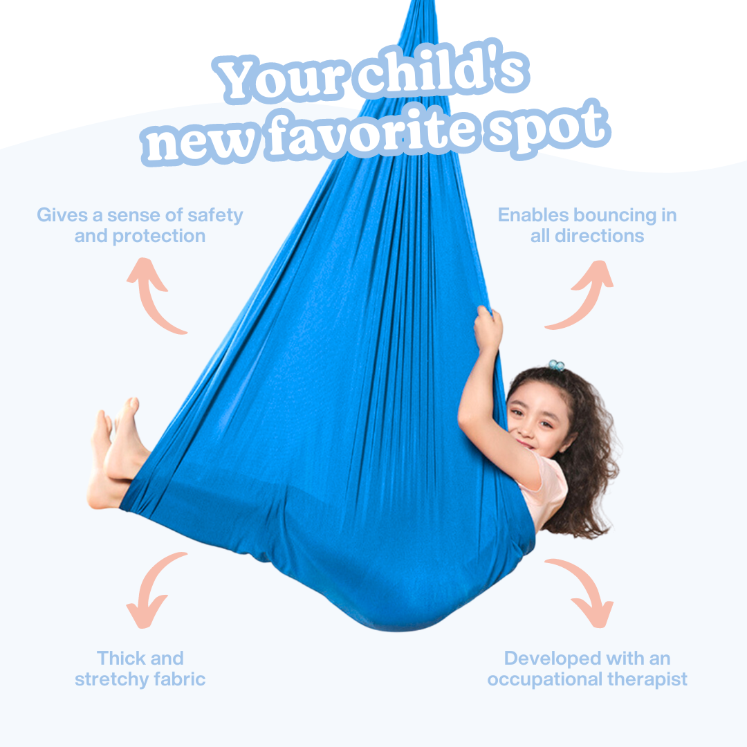 Balançoire sensorielle apaisante pour enfants, idéale pour la détente et le bien-être intérieur.