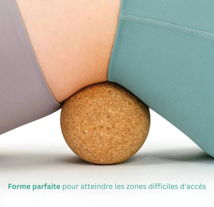 Outil de massage double cacahuète en liège pour une récupération musculaire ciblée du dos, cou, pieds. Soulage les tensions.