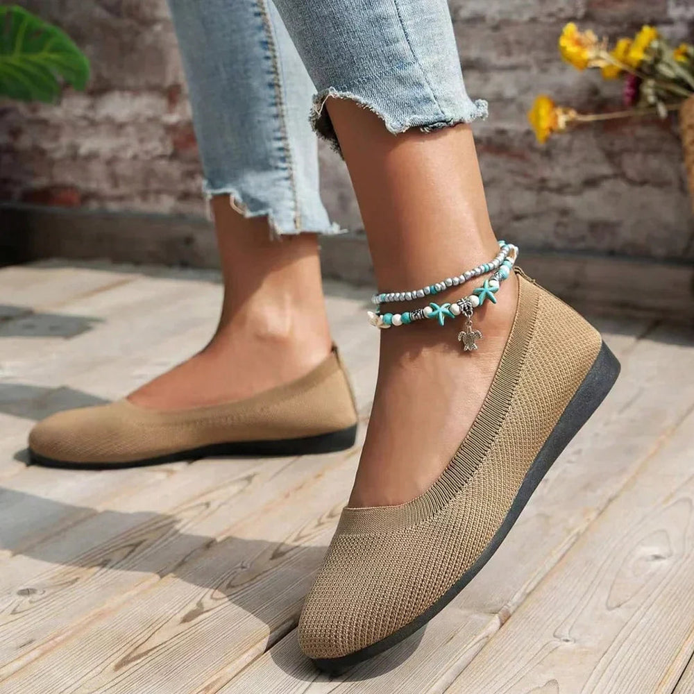 Ballerines élégantes noires, anti-dérapantes, respirantes, avec semelle orthopédique, parfaites pour un usage quotidien.