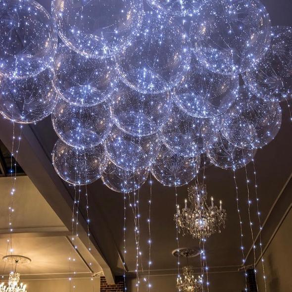 Ballons LED lumineux pour fêtes.  Ambiance féérique garantie.  Décoration évènement.