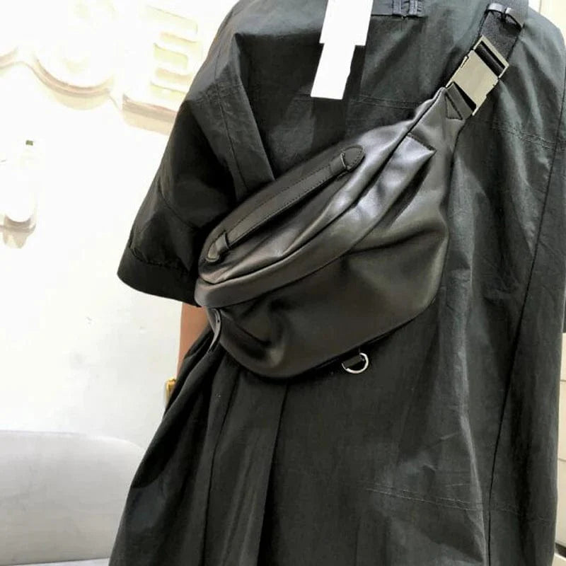 Sac banane en cuir souple pour femmes, fermeture éclair dorée, accessoire mode polyvalent