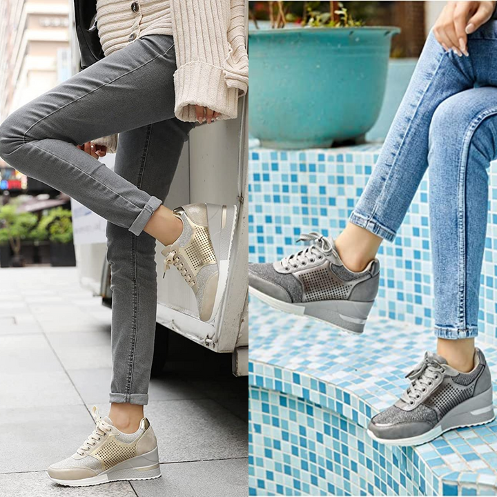 Baskets compensées femme polyvalentes, confort optimal toute la journée. Style automne chic et tendance pour vos sorties.