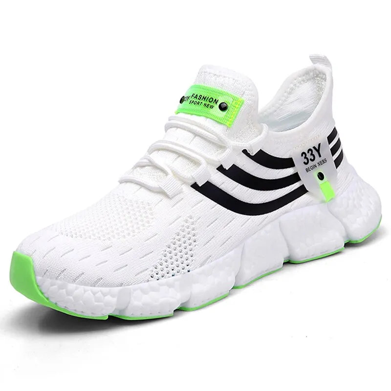 Chaussures de sport à enfiler unisexe en maille respirante. Idéales pour la course et le confort.