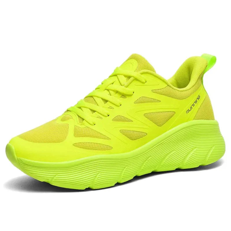 Chaussures de running unisexe, respirantes et légères, avec une semelle épaisse pour le sport.