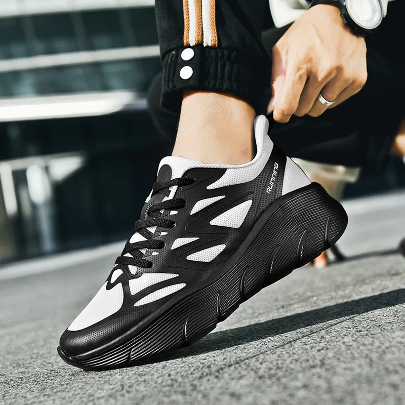 Chaussures de course sportives unisexe respirantes, semelle épaisse pour un bon amorti.