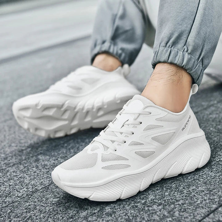 Chaussures de sport respirantes unisexe à semelle épaisse, parfaites pour la marche.
