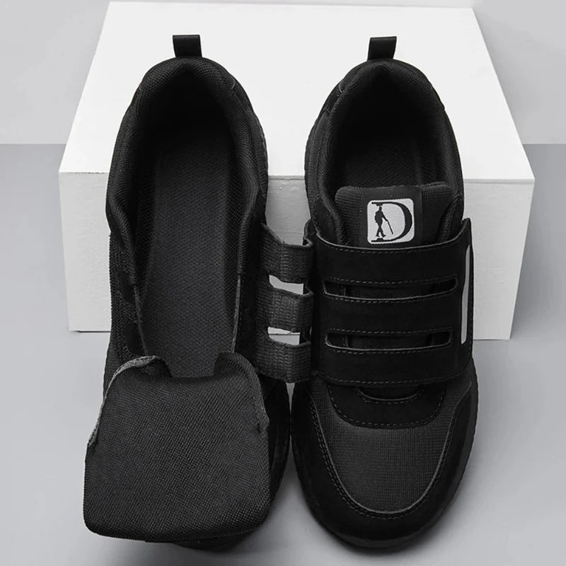 Baskets de marche orthopédiques respirantes, avec matière douce et largeur pour confort et soutien quotidien des pieds.