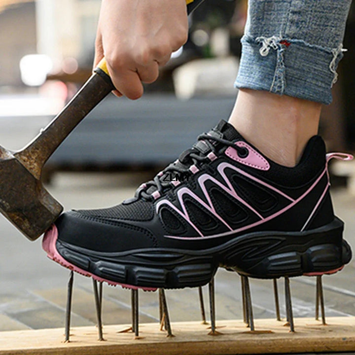 Chaussures professionnelles femme avec embout acier, offrant protection robuste et confort longue durée.